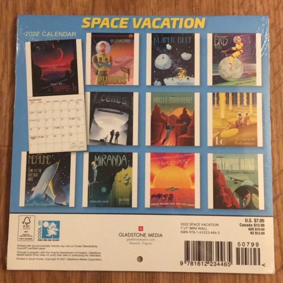 -SOLD- 2022 Wall Calendar Space Theme - Picture 2 of 2